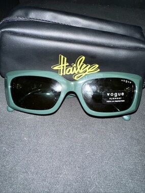 Vogue Matte Dark Green Rectangular Sunglasses